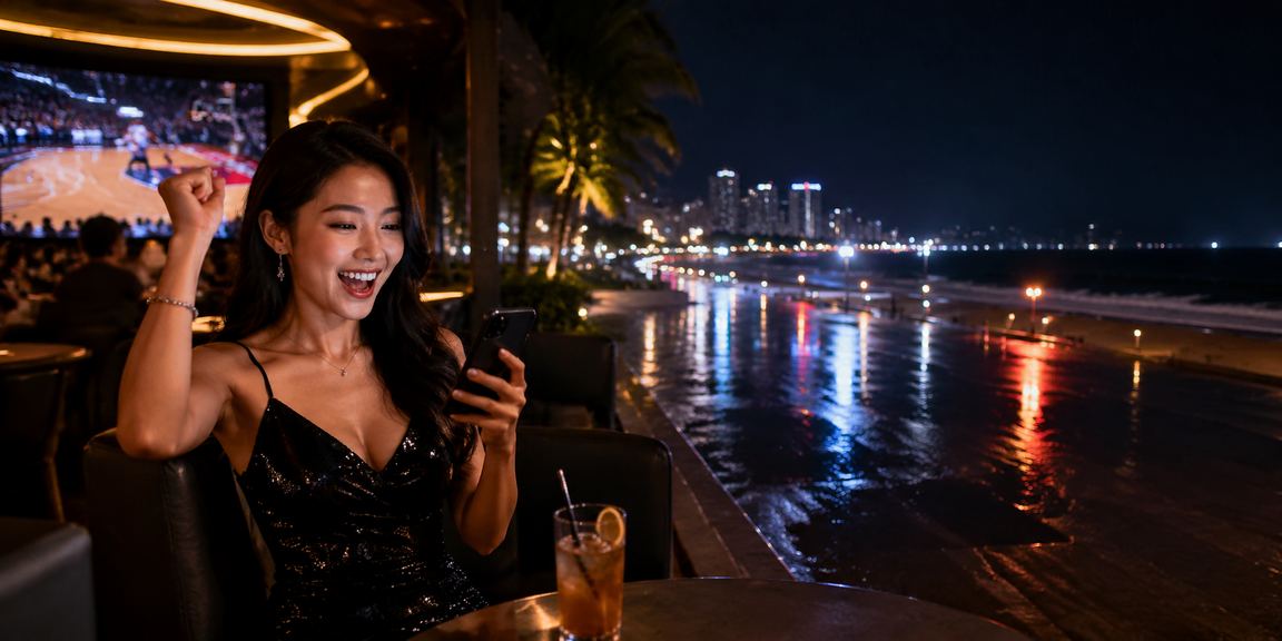 Nhóm bạn Nha Trang xem và đặt cược bóng rổ tại bãi biển trong buổi chiều nắng