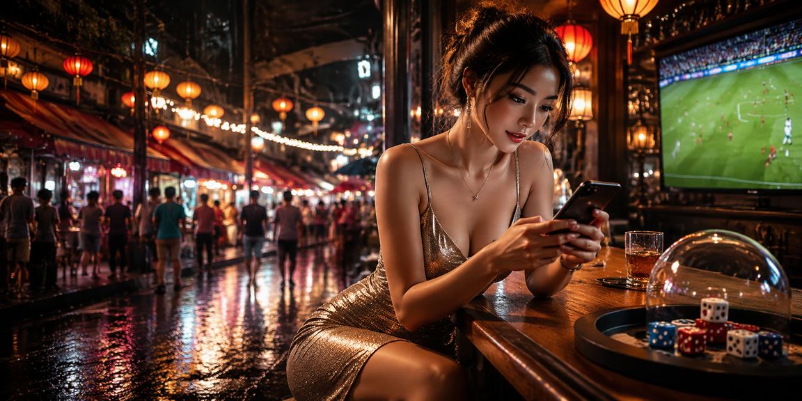 Người dùng Nha Trang chơi Tài Xỉu trên điện thoại tại chợ đêm
